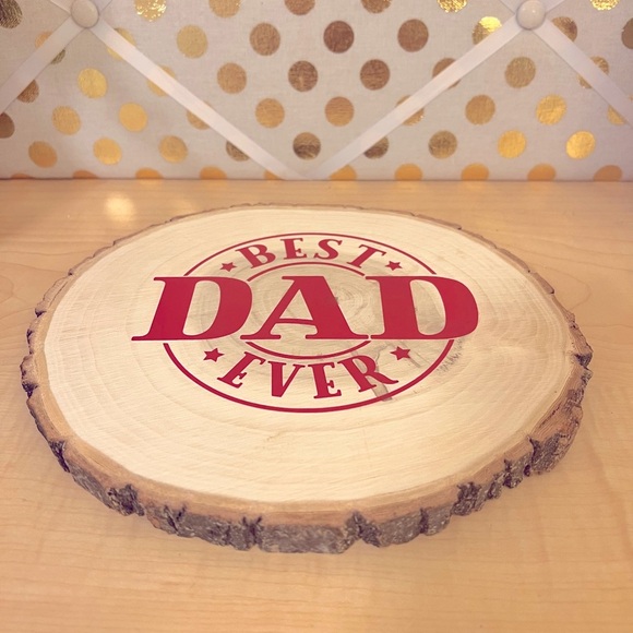 “Best Ever” Large Rustic Bark Round Accent Decor - Picture 3 of 4